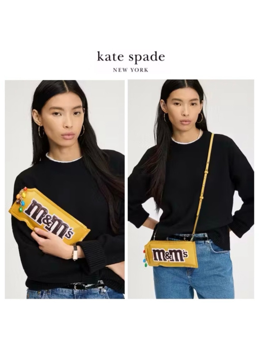 NWT M&M x Kate Spade♠️Yellow Faux Patent Leather W/Leather Trim 3D Crossbody Bag